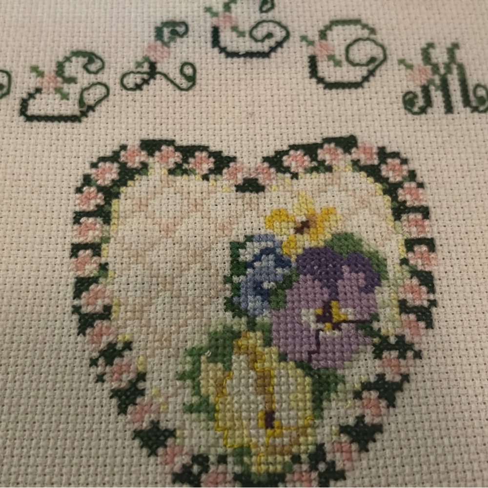 Framed Heart Cross-Stitch Art - Picture 2 of 3
